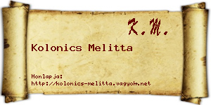 Kolonics Melitta névjegykártya